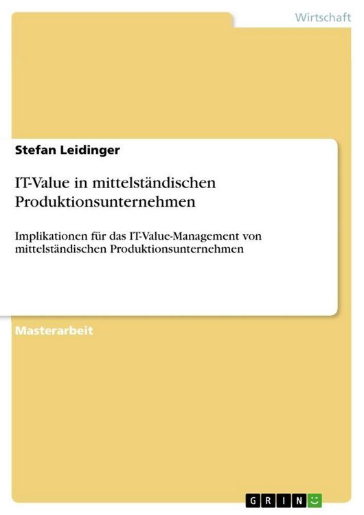Produktbild: IT-Value in mittelst&auml;ndischen Produktionsunternehmen