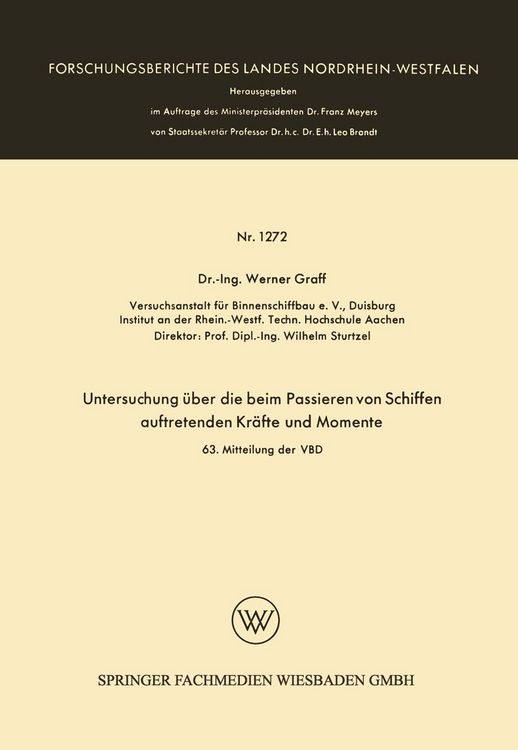 Produktbild: Untersuchung &uuml;ber die beim Passieren von Schiffen auftretenden Kr&auml;fte und Momente