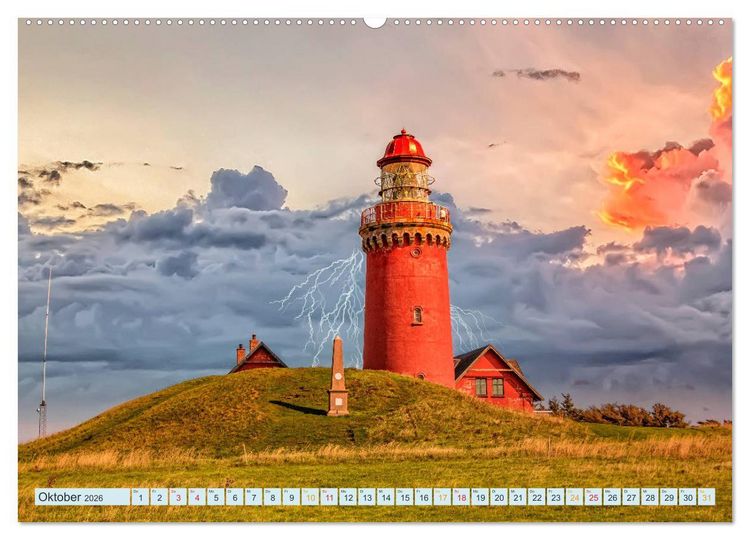 Produktbild: Leuchtturm Gewitter (Wandkalender 2026 DIN A2 quer), CALVENDO Monatskalender