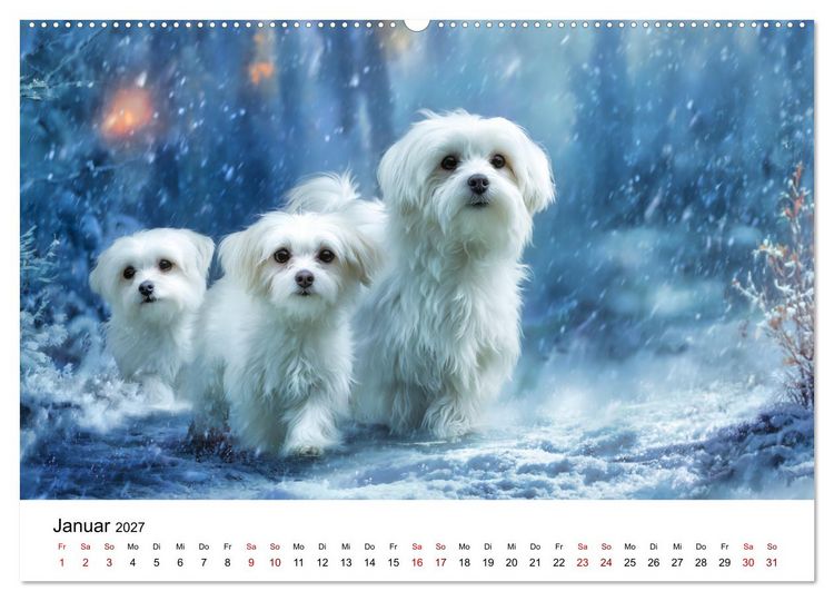 Produktbild: Kleine wei&szlig;e Wunder - ein Jahr mit Maltesern (hochwertiger Premium Wandkalender 2027 DIN A2 quer), Kunstdruck in Hochglanz