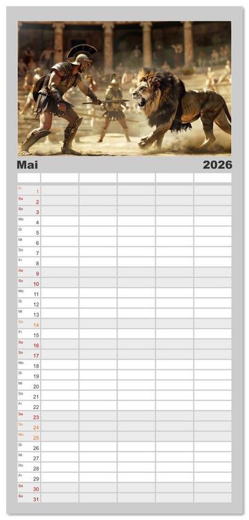 Produktbild: Familienplaner 2026 - Unbeugsame Herzen mit 5 Spalten (Wandkalender, 21 x 45 cm) CALVENDO