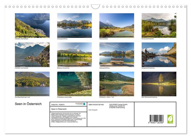 Produktbild: Seen in &Ouml;sterreich (Wandkalender 2026 DIN A3 quer), CALVENDO Monatskalender