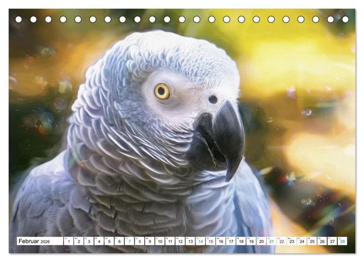 Produktbild: Papageien und Sittiche - Kunstbilder (Tischkalender 2026 DIN A5 quer), CALVENDO Monatskalender