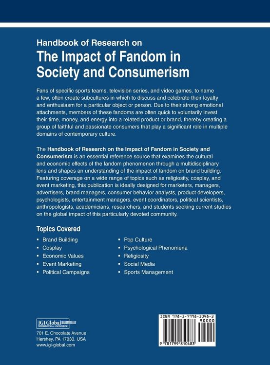 Produktbild: Handbook of Research on the Impact of Fandom in Society and Consumerism