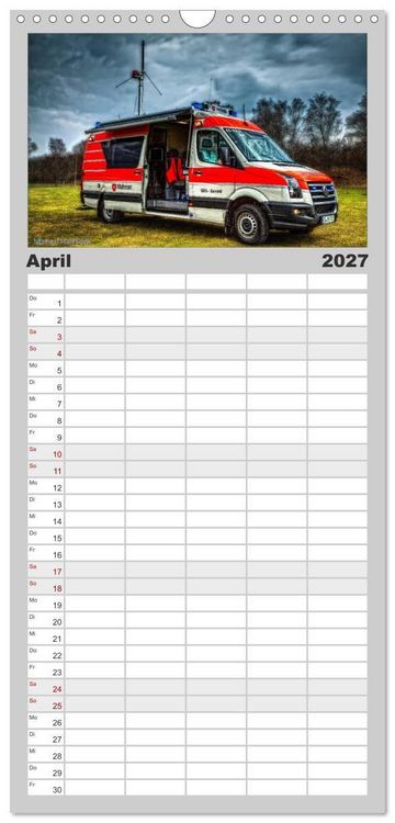 Produktbild: Familienplaner 2027 - HDR Einsatzfahrzeuge mit 5 Spalten (Wandkalender, 21 x 45 cm) CALVENDO