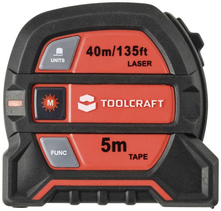 Produktbild: TOOLCRAFT 2 in 1 Laser-Entfernungsmesser Max. 40m mit Ma&szlig;band