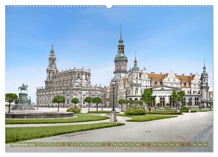 Produktbild: Historisches Dresden um 1900 neu restauriert und detailkoloriert (hochwertiger Premium Wandkalender 2026 DIN A2 quer), Kunstdruck in Hochglanz