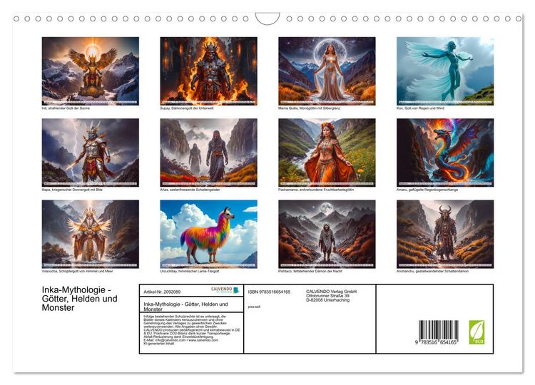 Produktbild: Inka-Mythologie - G&ouml;tter, Helden und Monster (Wandkalender 2026 DIN A3 quer), CALVENDO Monatskalender