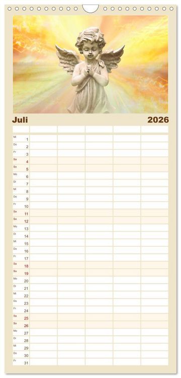 Produktbild: Familienplaner 2026 - Engel f&uuml;r Gl&uuml;ck & Schutz mit 5 Spalten (Wandkalender, 21 x 45 cm) CALVENDO