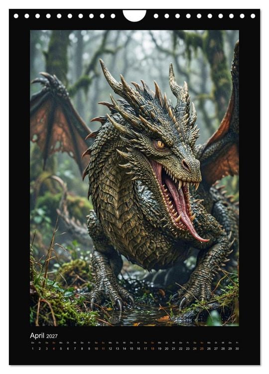 Produktbild: Drachen - Magische Herrscher, Dark‑Fantasy Wandkalender (Wandkalender 2027 DIN A4 hoch), CALVENDO Monatskalender