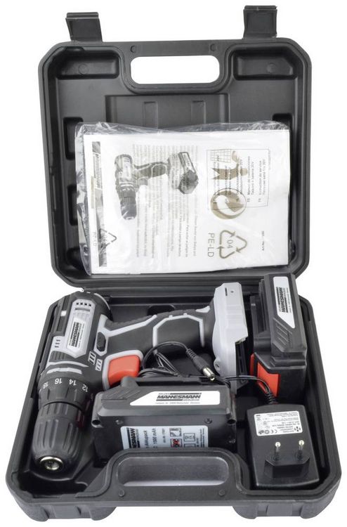 Produktbild: Br&uuml;der Mannesmann M17690 Akku-Bohrschrauber 20 V 1.5 Ah Li-Ion inkl. 2. Akku, inkl. Ladeger&auml;t, inkl. Koffer