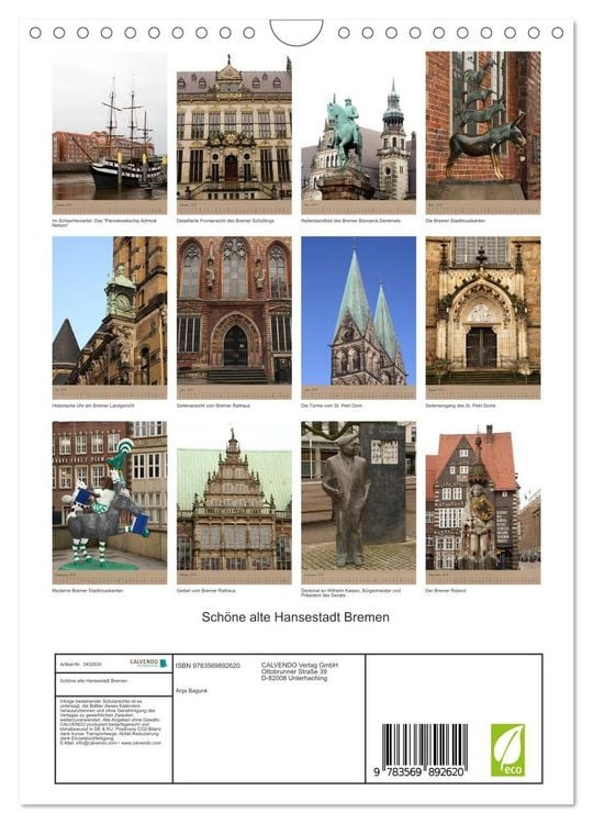 Produktbild: Sch&ouml;ne alte Hansestadt Bremen (Wandkalender 2027 DIN A4 hoch), CALVENDO Monatskalender