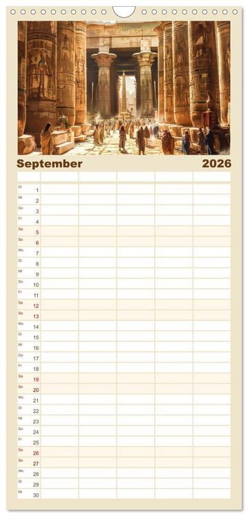 Produktbild: Familienplaner 2026 - Im Schatten der Pyramidern mit 5 Spalten (Wandkalender, 21 x 45 cm) CALVENDO