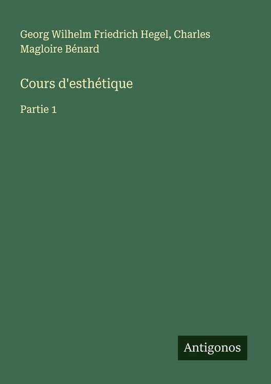 Produktbild: Cours d'esth&eacute;tique