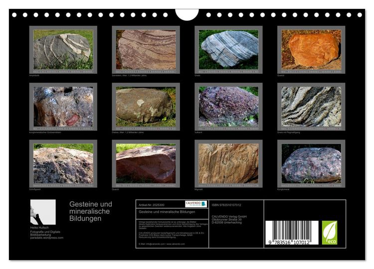 Produktbild: Gesteine und mineralische Bildungen (Wandkalender 2026 DIN A4 quer), CALVENDO Monatskalender