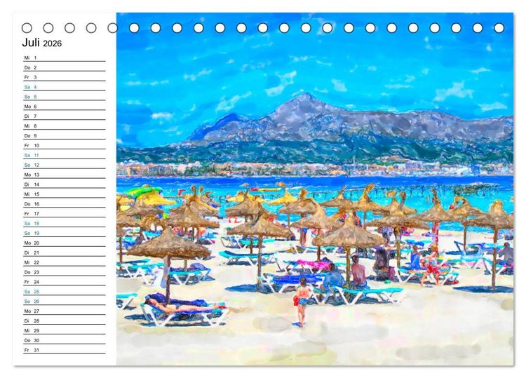 Produktbild: Mallorca - Impressionen in Aquarellfarben (Tischkalender 2026 DIN A5 quer), CALVENDO Monatskalender