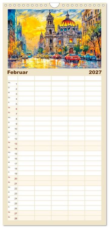 Produktbild: Familienplaner 2027 - Magisches Mexiko. Leuchtende Impressionen mit 5 Spalten (Wandkalender, 21 x 45 cm) CALVENDO