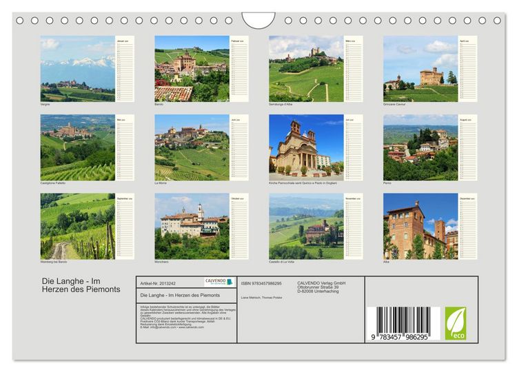 Produktbild: Die Langhe - Im Herzen des Piemonts (Wandkalender 2026 DIN A4 quer), CALVENDO Monatskalender