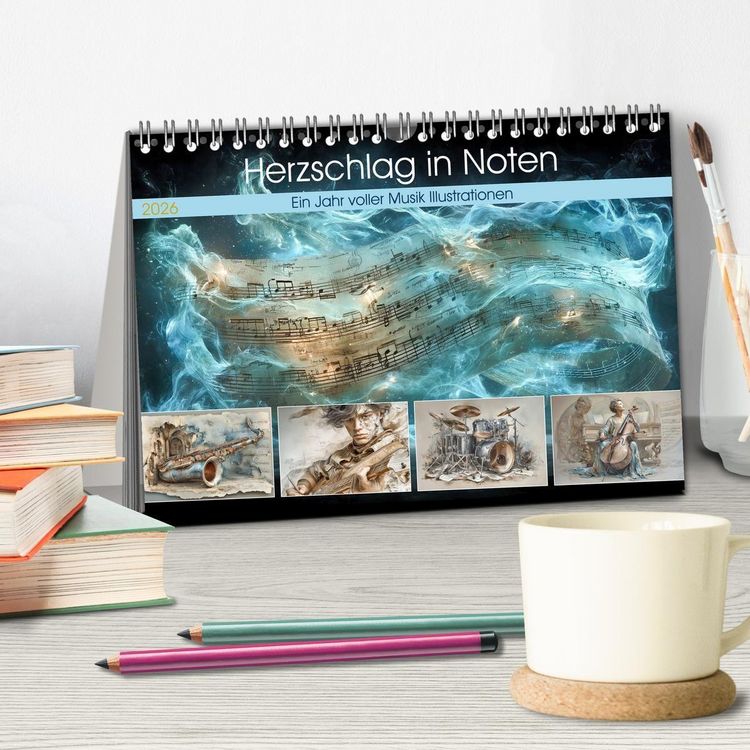 Produktbild: Herzschlag in Noten (Tischkalender 2026 DIN A5 quer), CALVENDO Monatskalender