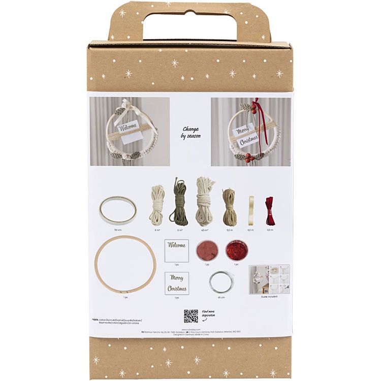 Produktbild: Creativ Company Kreativ Set Macram&eacute;, Makramee Adventskranz, Moosgr&uuml;n, Weihnachtsrot, Naturwei&szlig;
