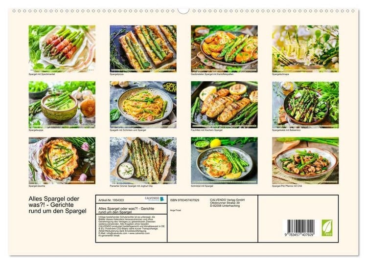 Produktbild: Alles Spargel oder was?! - Gerichte rund um den Spargel (hochwertiger Premium Wandkalender 2026 DIN A2 quer), Kunstdruck in Hochglanz
