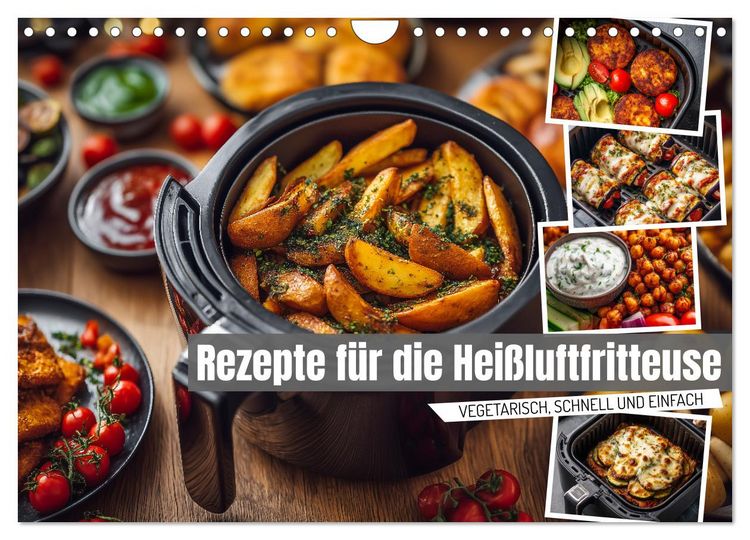 Produktbild: Rezepte f&uuml;r die Hei&szlig;luftfritteuse - vegetarisch, schnell und einfach (Wandkalender 2026 DIN A4 quer), CALVENDO Monatskalender