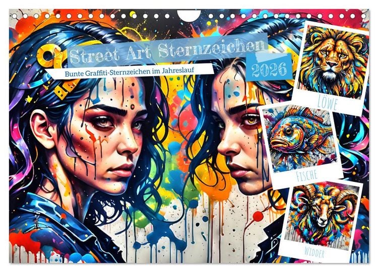 Produktbild: Street Art Sternzeichen (Wandkalender 2026 DIN A4 quer), CALVENDO Monatskalender