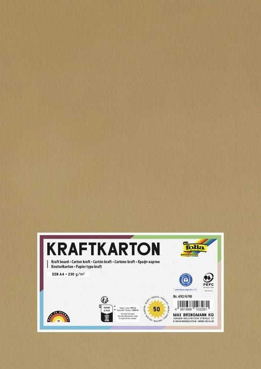 Produktbild: Folia Kraftkarton 230g/m&sup2; DIN A4, 50 Blatt