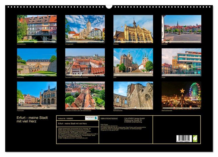 Produktbild: Erfurt - meine Stadt mit viel Herz (Wandkalender 2026 DIN A2 quer), CALVENDO Monatskalender