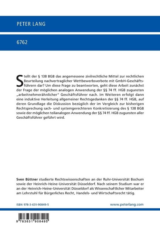 Produktbild: Nachvertragliches Wettbewerbsverbot des GmbH-Gesch&auml;ftsf&uuml;hrers