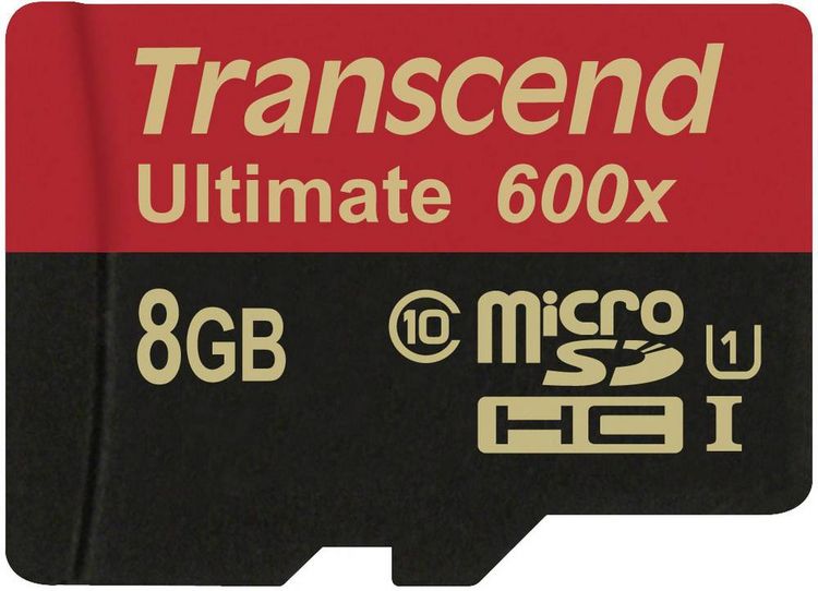 Produktbild: Transcend Ultimate (600x) microSDHC-Karte Industrial 8 GB Class 10, UHS-I inkl. SD-Adapter