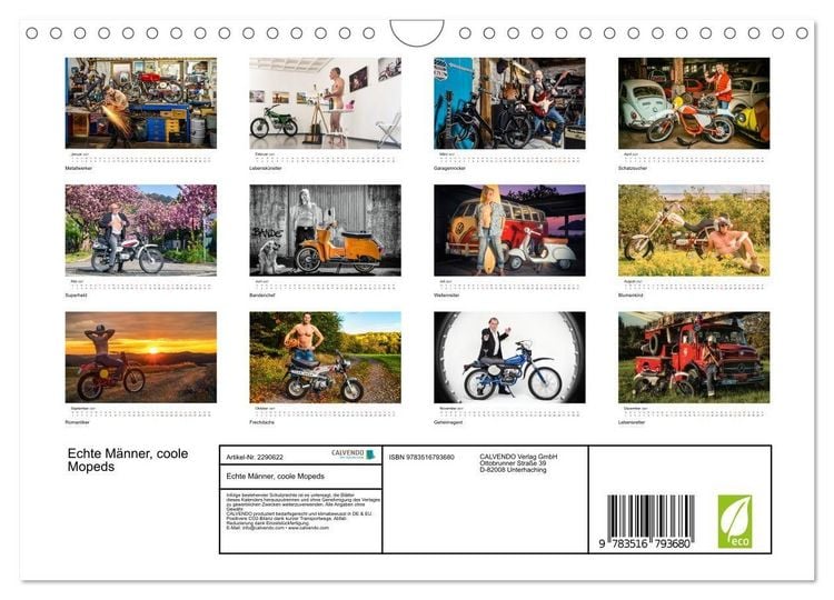 Produktbild: Echte M&auml;nner, coole Mopeds (Wandkalender 2027 DIN A4 quer), CALVENDO Monatskalender
