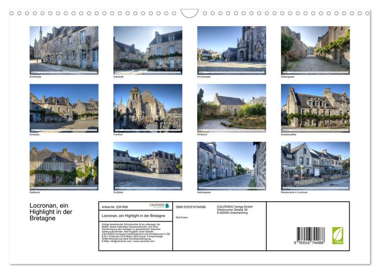 Produktbild: Locronan, ein Highlight in der Bretagne (Wandkalender 2026 DIN A3 quer), CALVENDO Monatskalender