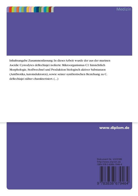 Produktbild: Charakterisierung des Bakterienisolates C1 aus Cystodytes dellechiajei