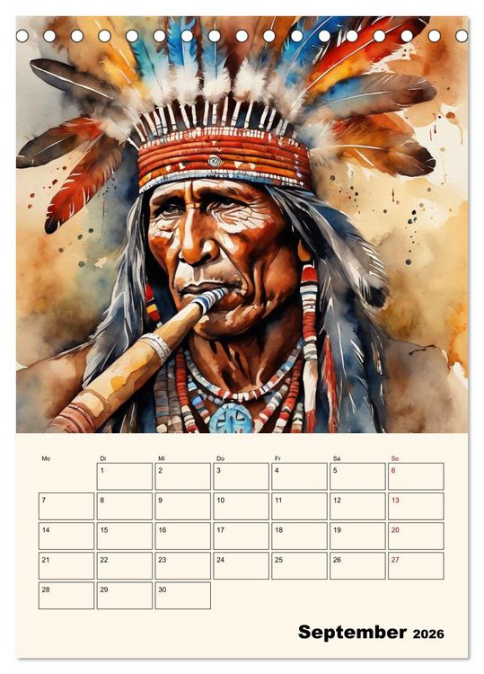 Produktbild: Indianische Kultur (Tischkalender 2026 DIN A5 hoch), CALVENDO Monatskalender