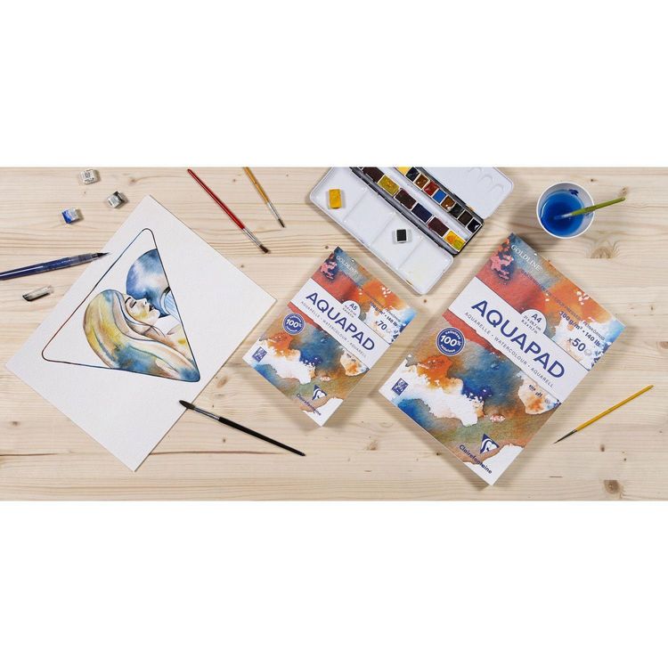 Produktbild: Aquarellblock Goldline Aquapad A5 geleimt, 70 Blatt wei&szlig; 300g, mittlere K&ouml;rnung