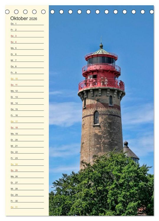Produktbild: Deutsche Leuchtt&uuml;rme - maritimer Geburtstagsplaner (Tischkalender 2026 DIN A5 hoch), CALVENDO Monatskalender