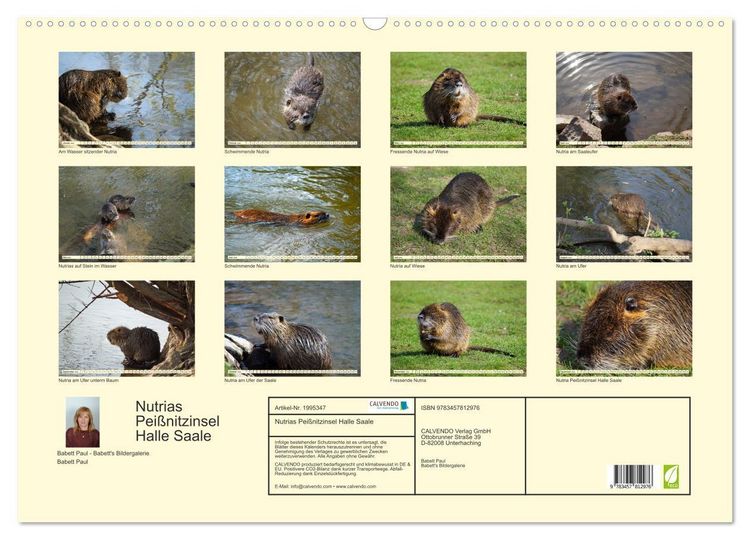 Produktbild: Nutrias Pei&szlig;nitzinsel Halle Saale (Wandkalender 2026 DIN A2 quer), CALVENDO Monatskalender