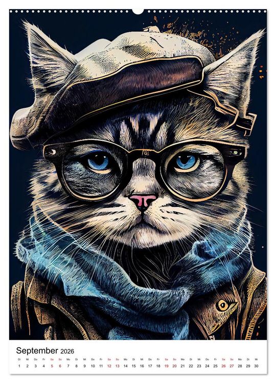 Produktbild: Hipster Katzen (Wandkalender 2026 DIN A2 hoch), CALVENDO Monatskalender