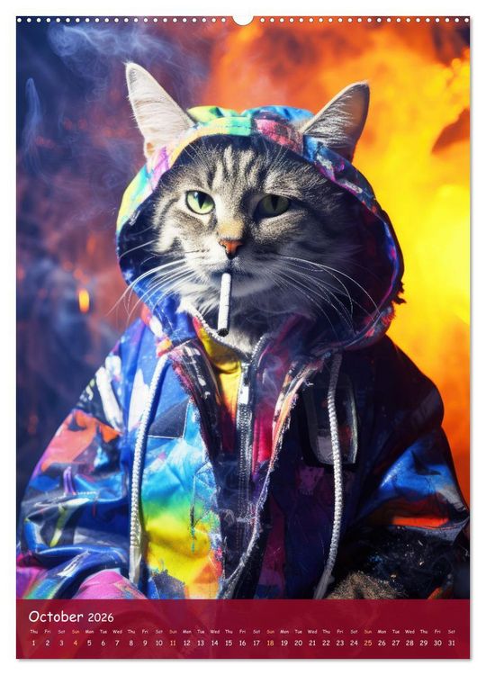 Produktbild: Crazy gangster cats (Wall Calendar 2026 DIN A2 portrait), CALVENDO 12 Month Wall Calendar