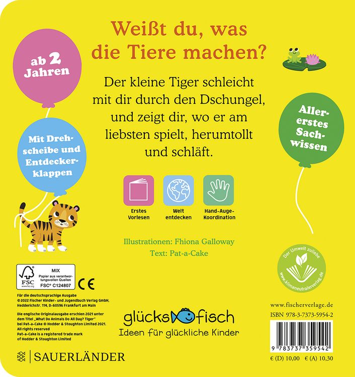 Produktbild: Gl&uuml;cksfisch: Wei&szlig;t du, was die Tiere machen? Kleiner Tiger (Tier-Buch mit Schiebern und Klappen)
