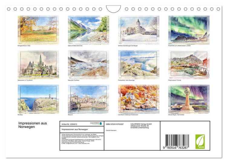 Produktbild: Impressionen aus Norwegen (Wandkalender 2027 DIN A4 quer), CALVENDO Monatskalender