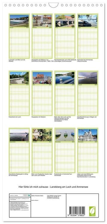 Produktbild: Familienplaner 2027 - Hier f&uuml;hle ich mich zuhause - Landsberg am Lech und Ammersee mit 5 Spalten (Wandkalender, 21 x 45 cm) CALVENDO