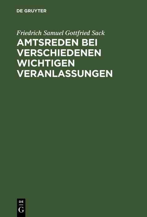 Produktbild: Amtsreden bei verschiedenen wichtigen Veranlassungen
