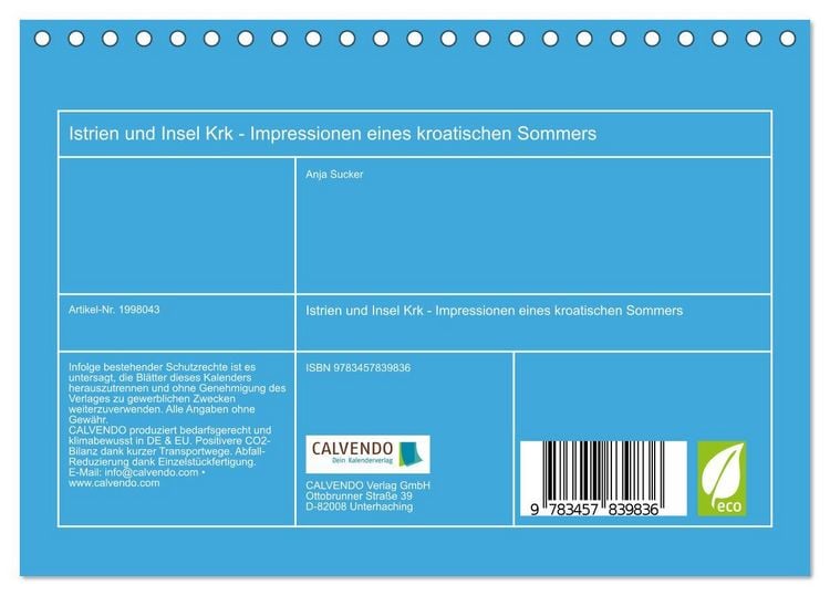 Produktbild: Istrien und Insel Krk - Impressionen eines kroatischen Sommers (Tischkalender 2026 DIN A5 quer), CALVENDO Monatskalender