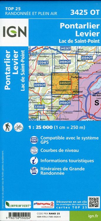 Produktbild: Pontarlier. Levier. Lac de Saint-Point 1:25 000