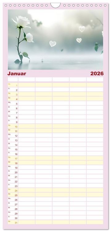 Produktbild: Familienplaner 2026 - Romantischer Terminkalender mit 5 Spalten (Wandkalender, 21 x 45 cm) CALVENDO
