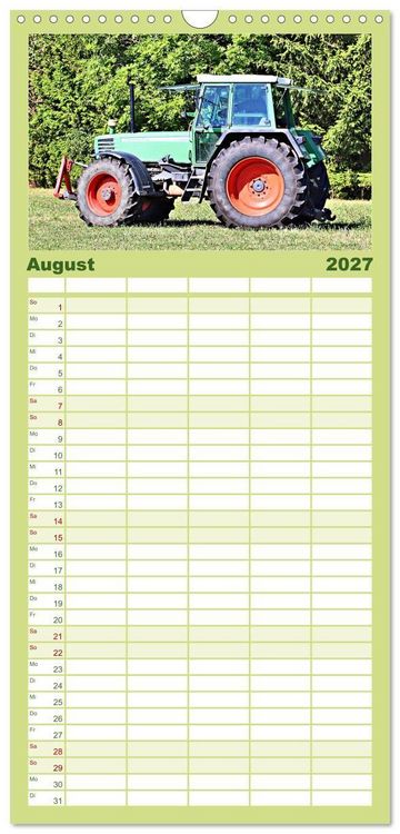 Produktbild: Familienplaner 2027 - M&auml;nnerspielzeug Traktor Inspirationen mit 5 Spalten (Wandkalender, 21 x 45 cm) CALVENDO