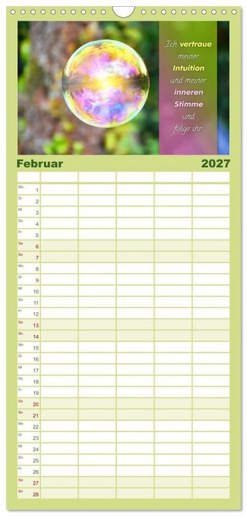 Produktbild: Familienplaner 2027 - YouFeelGood - Positive Impulse f&uuml;r mehr Selbstbewusstsein und Selbstvertrauen mit 5 Spalten (Wandkalender, 21 x 45 cm) CALVENDO