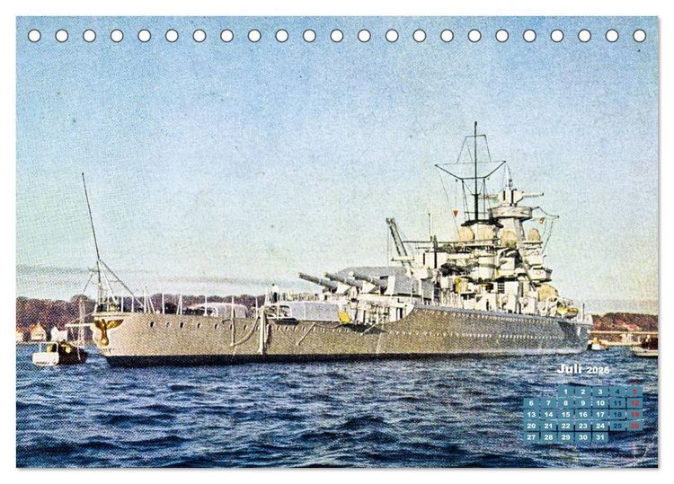 Produktbild: Fregatten, Kreuzer, Panzerschiffe &ndash; historische Karten von Kriegsschiffen (Tischkalender 2026 DIN A5 quer), CALVENDO Monatskalender